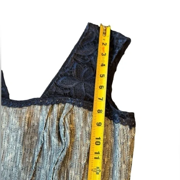 Kay Unger Sheath Dress Navy Blue Lace and Pewter Tweed Womens Size 12 - Picture 7 of 16